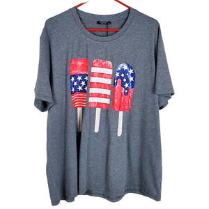 Sheshow American Popsicle Short Sleeves T-Shirt American Flag Plus Size XXL